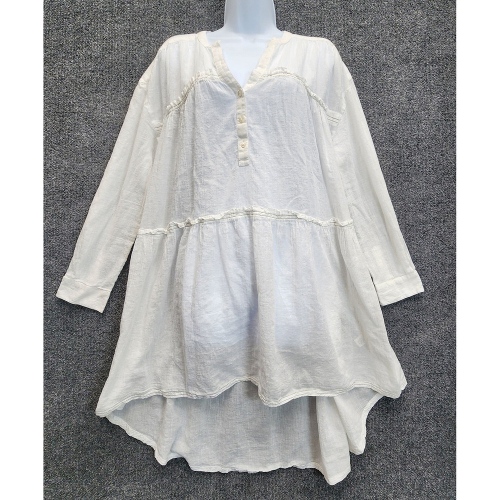 Sundance Women Cotton Gauze Boho Coastal Tiered Cottagecore Tunic Top Size L - Picture 1 of 10